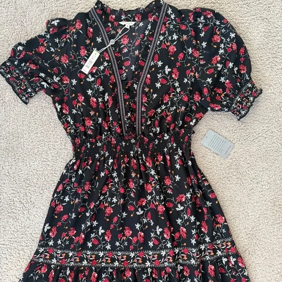 NWT Max Studio Floral Black and Red Women's Dress - Picture 2 of 6